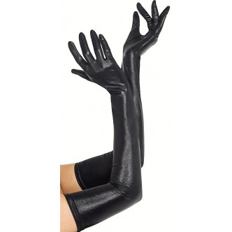 Lange satin handsker - sort