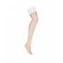Nylonstrømper med råhvid blondekant